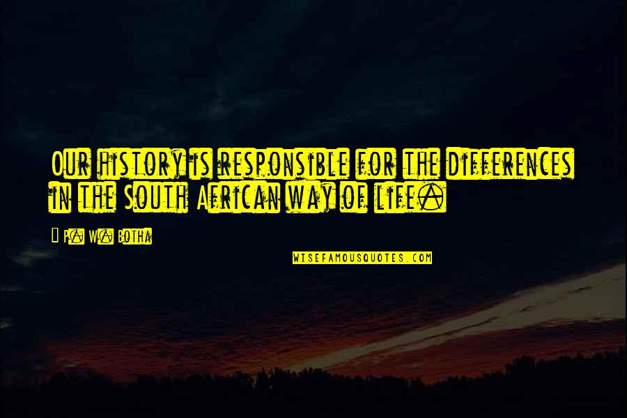 Knife Of Dreams Quotes By P. W. Botha: Our history is responsible for the differences in