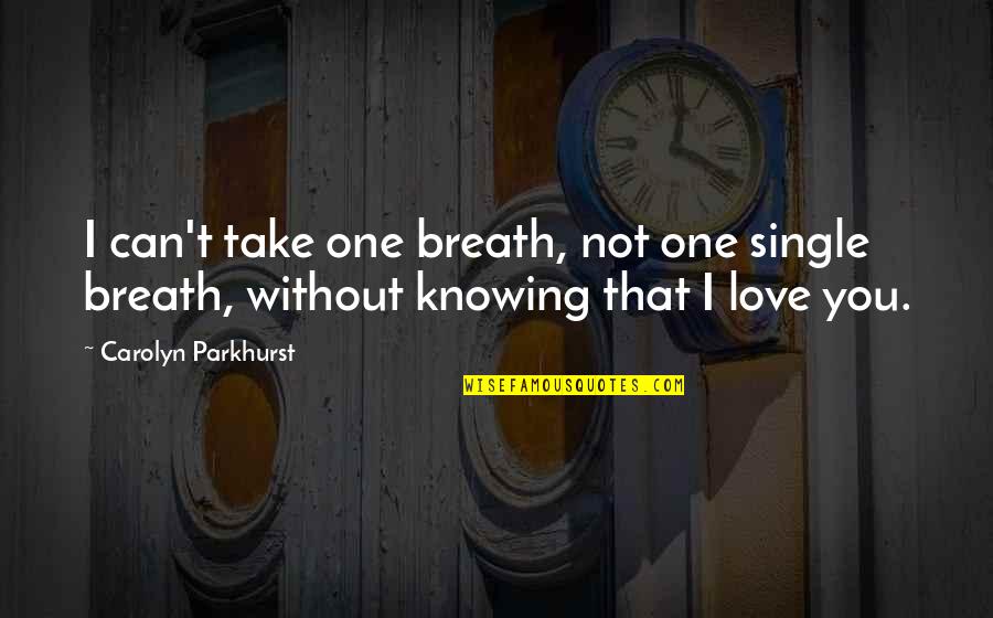 Knowing Love Quotes By Carolyn Parkhurst: I can't take one breath, not one single