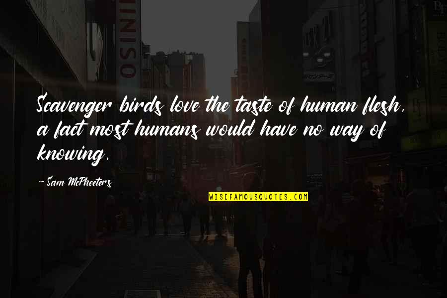 Knowing Love Quotes By Sam McPheeters: Scavenger birds love the taste of human flesh,