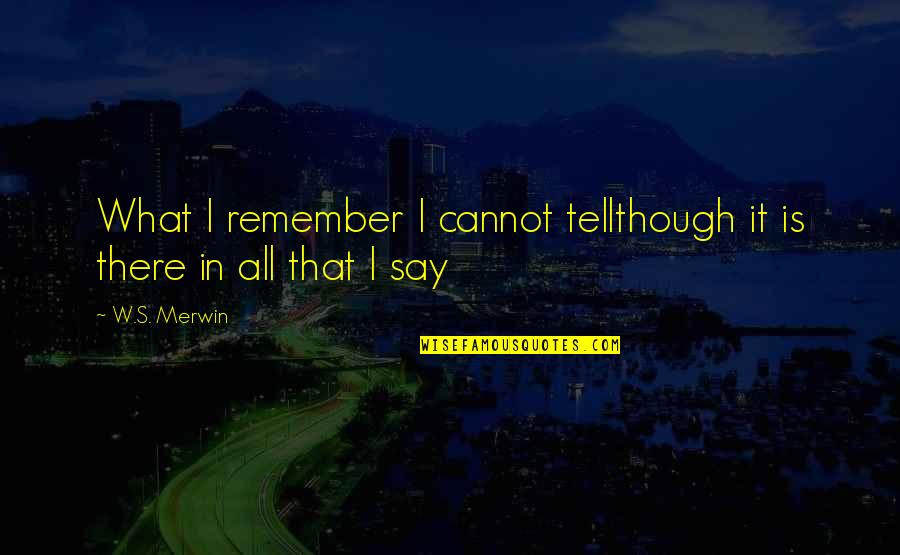 Konkurence Anglicky Quotes By W.S. Merwin: What I remember I cannot tellthough it is