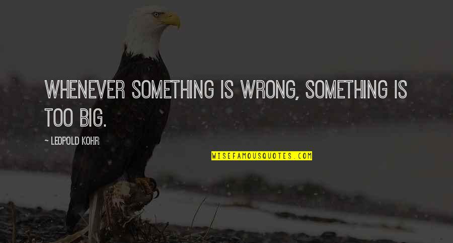 Korte Nederlandse Liefdes Quotes By Leopold Kohr: Whenever something is wrong, something is too big.