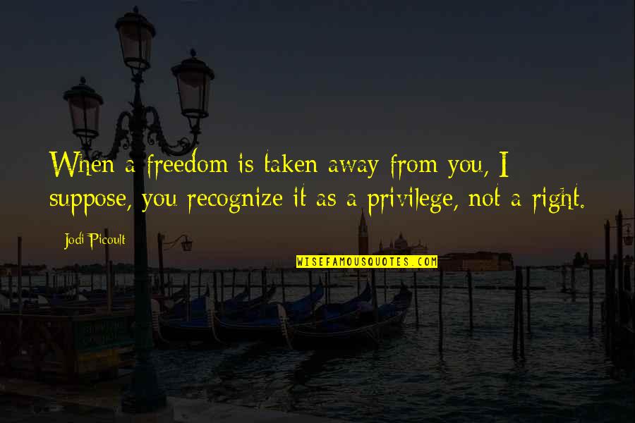 Korwin Mikke Quotes By Jodi Picoult: When a freedom is taken away from you,