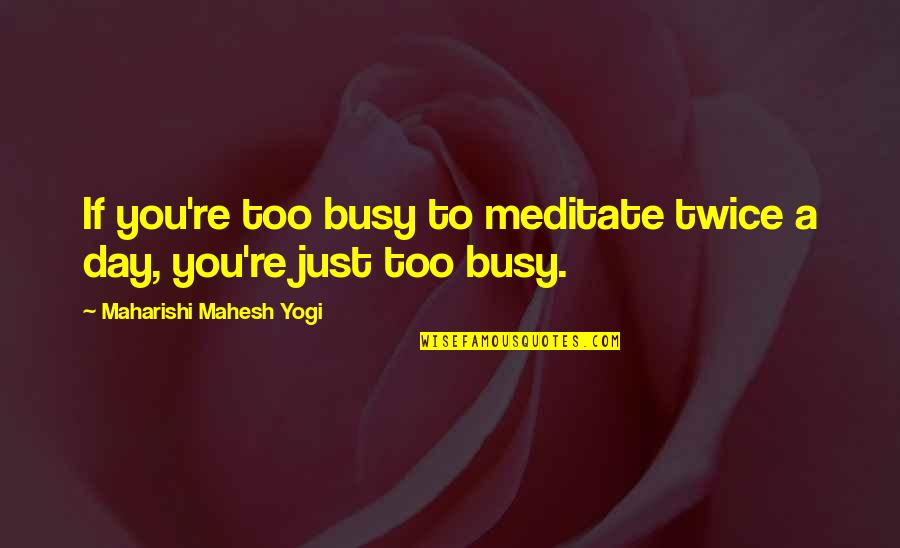 Kriek Lambic Quotes By Maharishi Mahesh Yogi: If you're too busy to meditate twice a