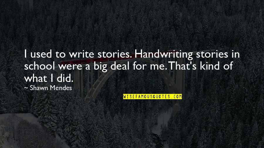 Krysomallos Quotes By Shawn Mendes: I used to write stories. Handwriting stories in