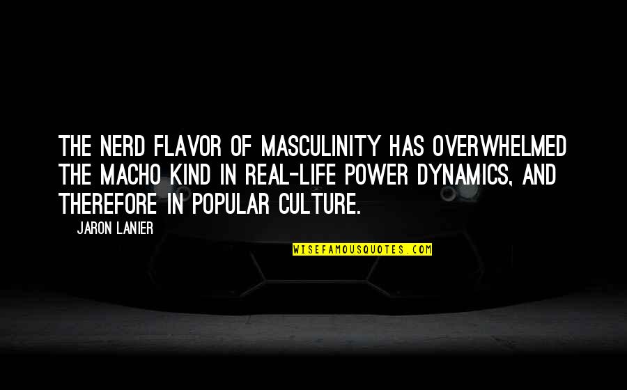 Kugelblitz Quotes By Jaron Lanier: The nerd flavor of masculinity has overwhelmed the