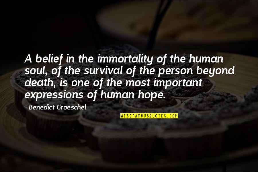 Ladies Periods Quotes By Benedict Groeschel: A belief in the immortality of the human