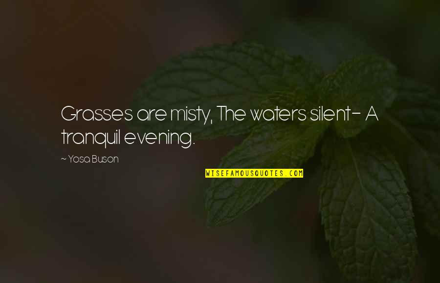 Lady Lifting Quotes By Yosa Buson: Grasses are misty, The waters silent- A tranquil