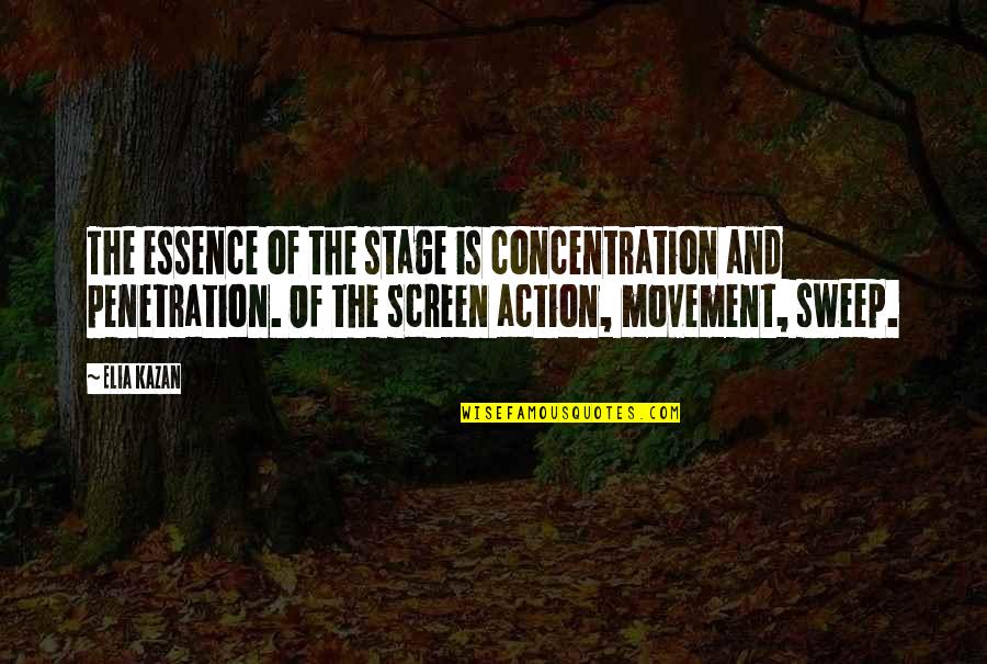 Laekand Quotes By Elia Kazan: The essence of the stage is concentration and