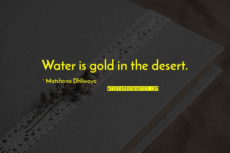 Laffen Tires Quotes By Matshona Dhliwayo: Water is gold in the desert.