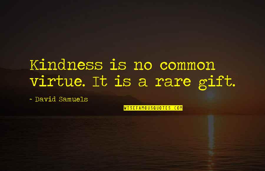 Lakefield Quotes By David Samuels: Kindness is no common virtue. It is a