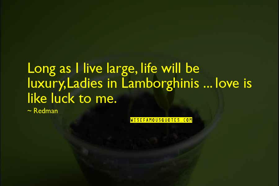 Lamborghinis Quotes By Redman: Long as I live large, life will be