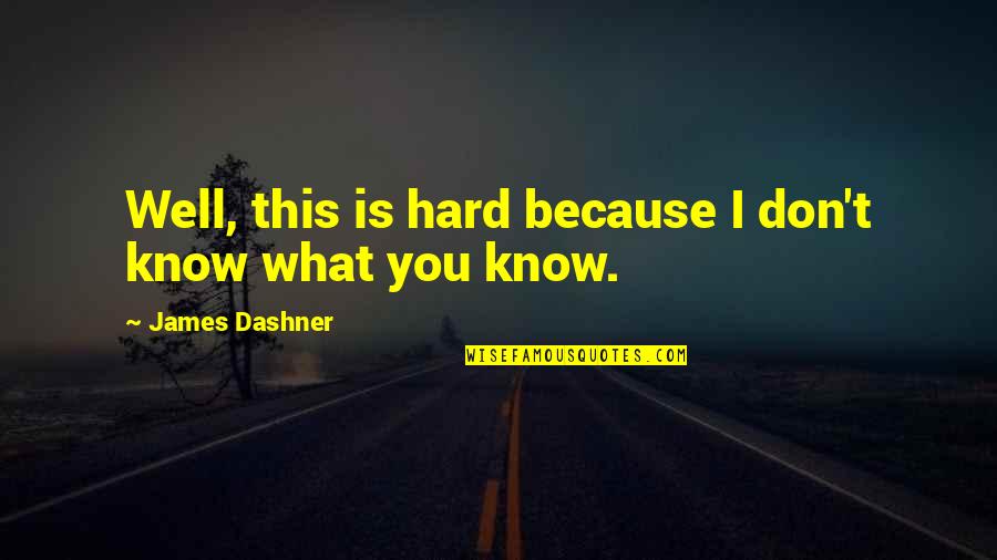 Langes Plumbing Quotes By James Dashner: Well, this is hard because I don't know