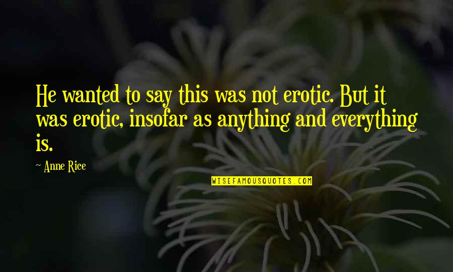 Lascivious Pronunciation Quotes By Anne Rice: He wanted to say this was not erotic.