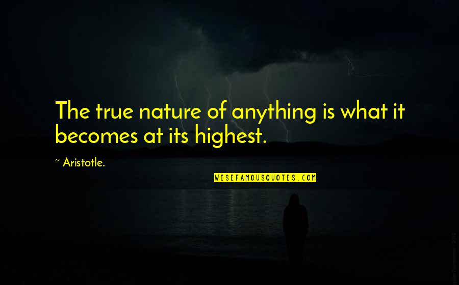 Late Night Cravings Quotes By Aristotle.: The true nature of anything is what it