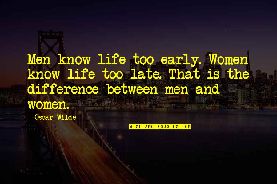 Late Quotes By Oscar Wilde: Men know life too early. Women know life