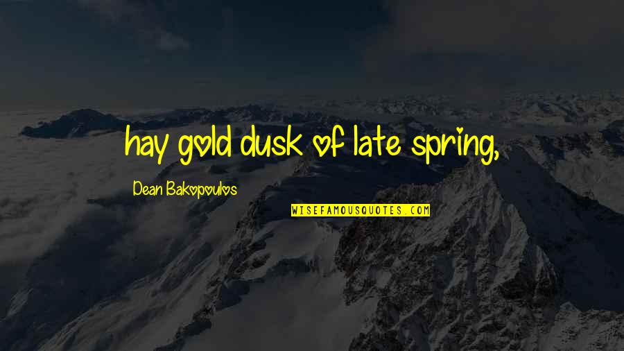 Late Spring Quotes By Dean Bakopoulos: hay gold dusk of late spring,