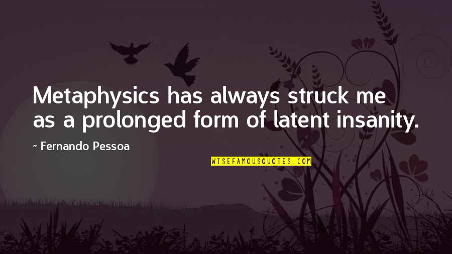 Latent Quotes By Fernando Pessoa: Metaphysics has always struck me as a prolonged