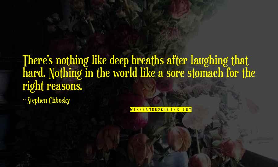 Laughing Hard Quotes By Stephen Chbosky: There's nothing like deep breaths after laughing that