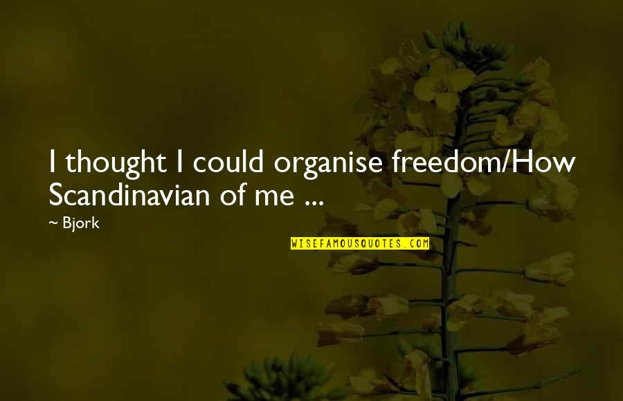 Laziness Gets You Nowhere Quotes By Bjork: I thought I could organise freedom/How Scandinavian of