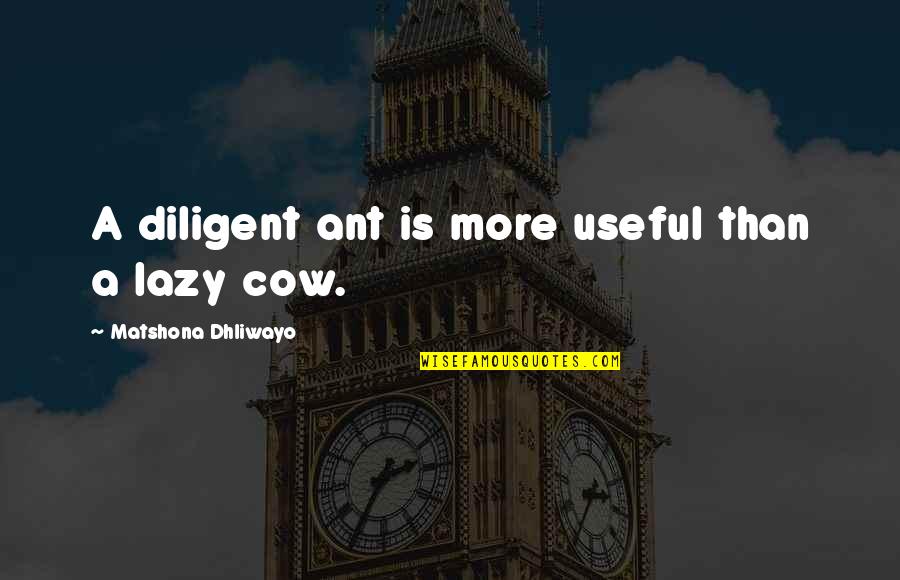 Lazy Quotes Quotes By Matshona Dhliwayo: A diligent ant is more useful than a