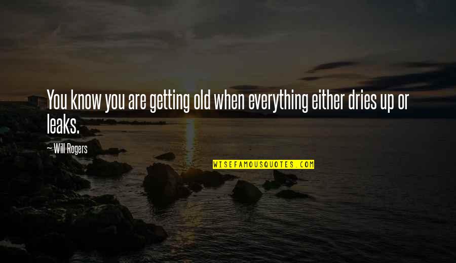 Leaks Quotes By Will Rogers: You know you are getting old when everything