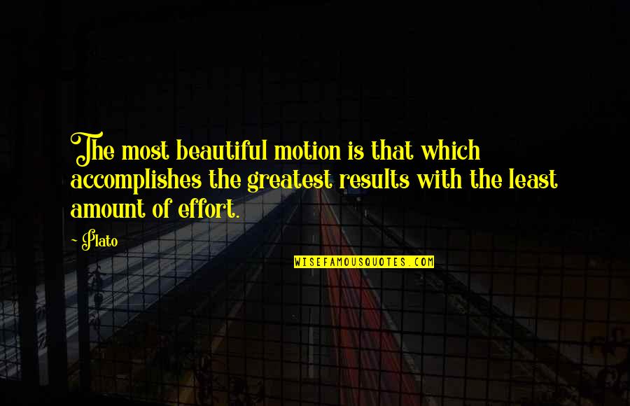 Least Quotes By Plato: The most beautiful motion is that which accomplishes