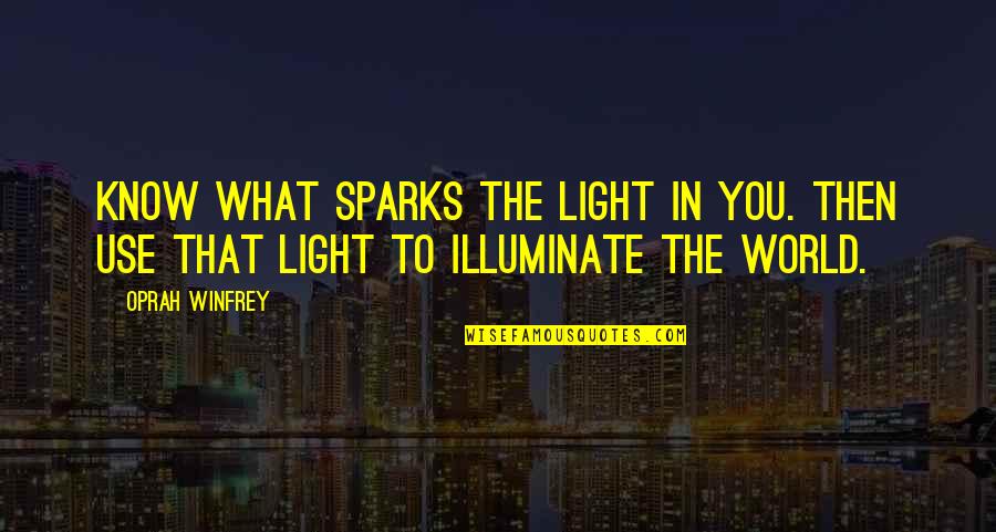 Leithead England Quotes By Oprah Winfrey: Know what sparks the light in you. Then