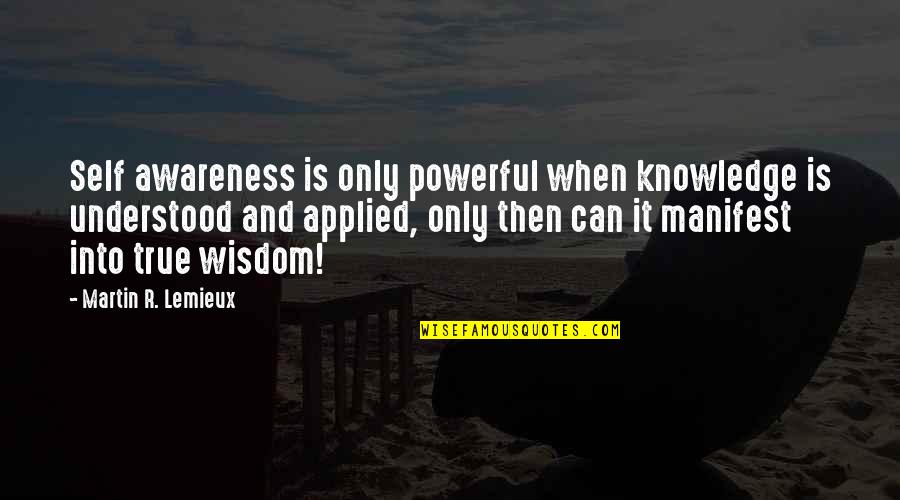 Lemieux Quotes By Martin R. Lemieux: Self awareness is only powerful when knowledge is