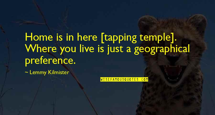 Lemmy Best Quotes By Lemmy Kilmister: Home is in here [tapping temple]. Where you