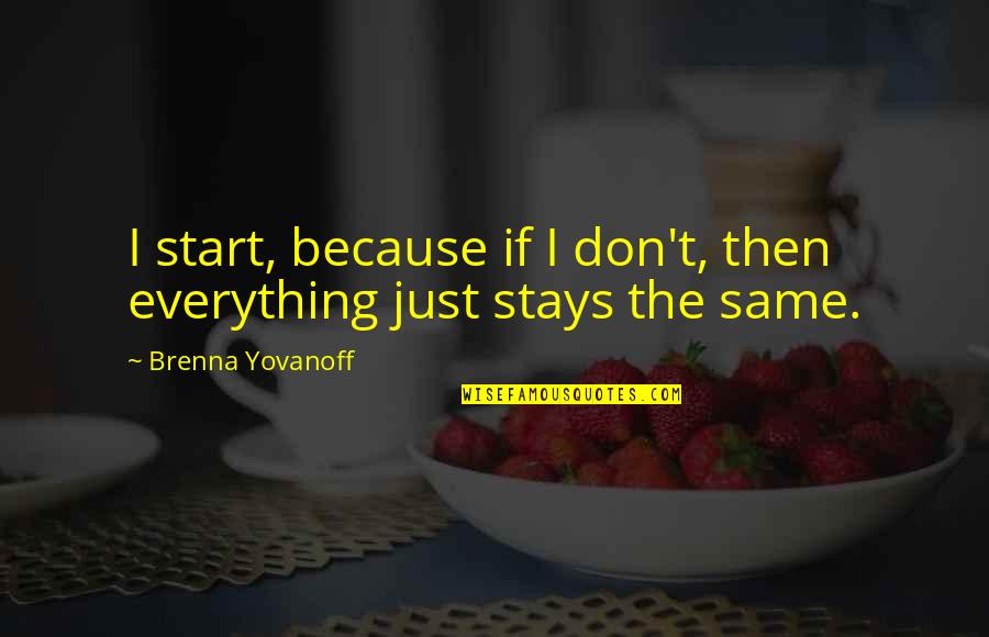 Leotrim Sylejmani Quotes By Brenna Yovanoff: I start, because if I don't, then everything