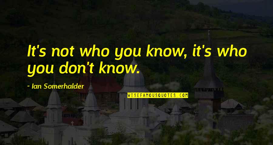 Lest We Forget Mean Quotes By Ian Somerhalder: It's not who you know, it's who you