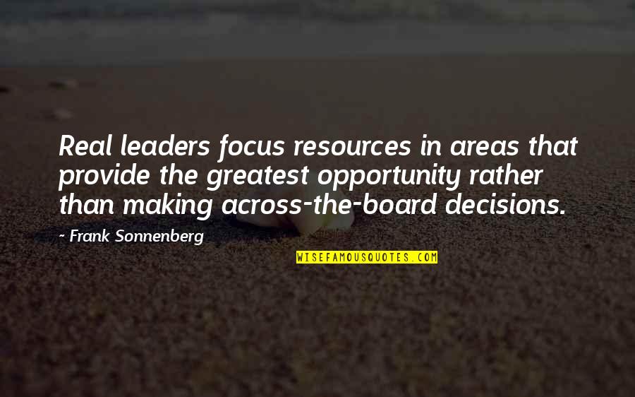 Let The Universe Decide Quotes By Frank Sonnenberg: Real leaders focus resources in areas that provide