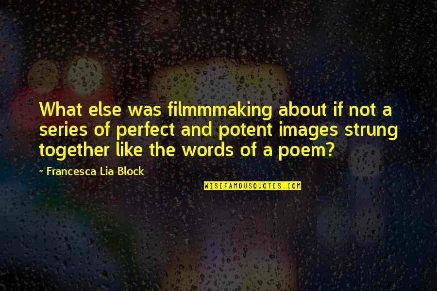 Lia Block Quotes By Francesca Lia Block: What else was filmmmaking about if not a