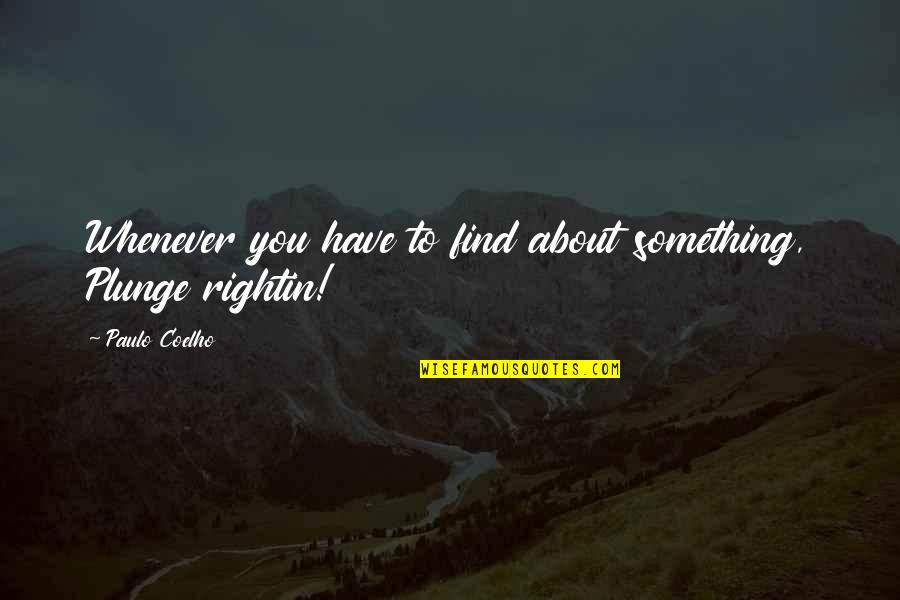 Liboni Genova Quotes By Paulo Coelho: Whenever you have to find about something, Plunge