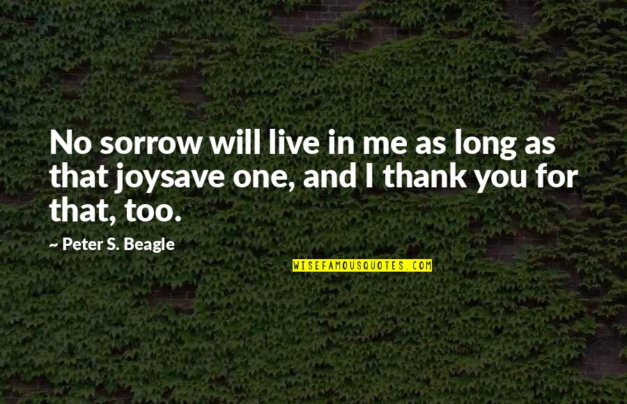 Lie Detector Test Quotes By Peter S. Beagle: No sorrow will live in me as long