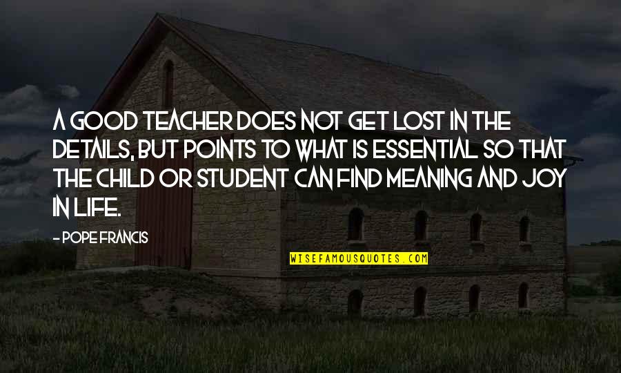 Life Details Quotes By Pope Francis: A good teacher does not get lost in