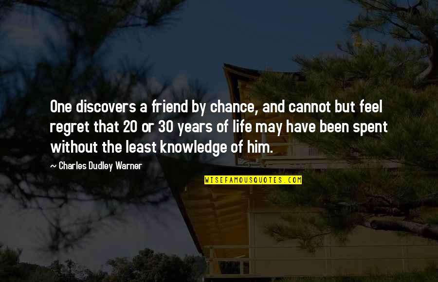 Life For Best Friend Quotes By Charles Dudley Warner: One discovers a friend by chance, and cannot