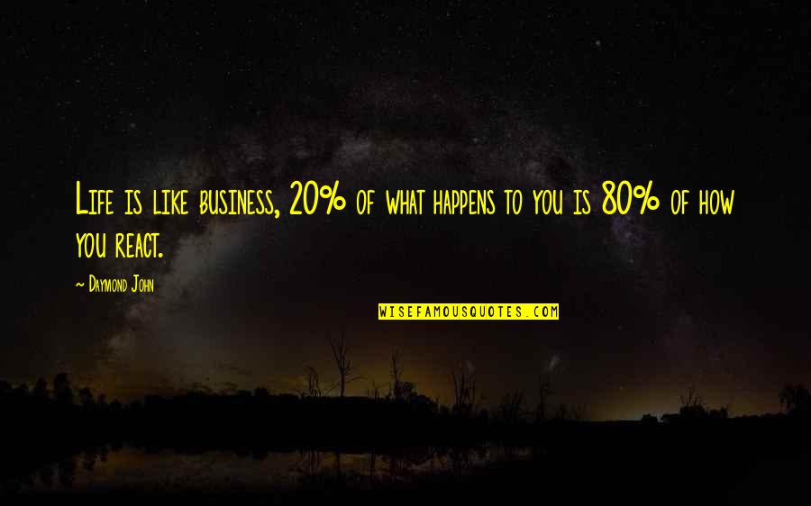 Life Is Like Quotes By Daymond John: Life is like business, 20% of what happens