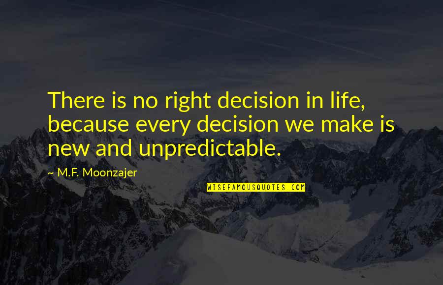 Life New Quotes By M.F. Moonzajer: There is no right decision in life, because