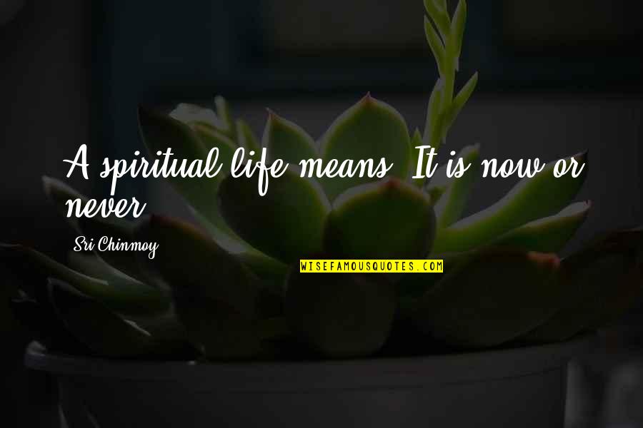 Life Now Quotes By Sri Chinmoy: A spiritual life means: It is now or