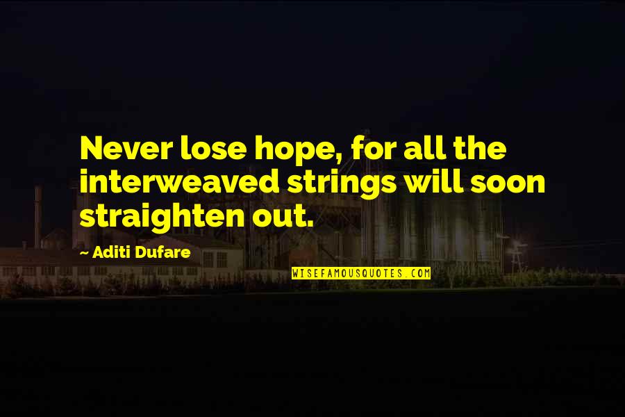 Life Quotes Inspirational Quotes By Aditi Dufare: Never lose hope, for all the interweaved strings