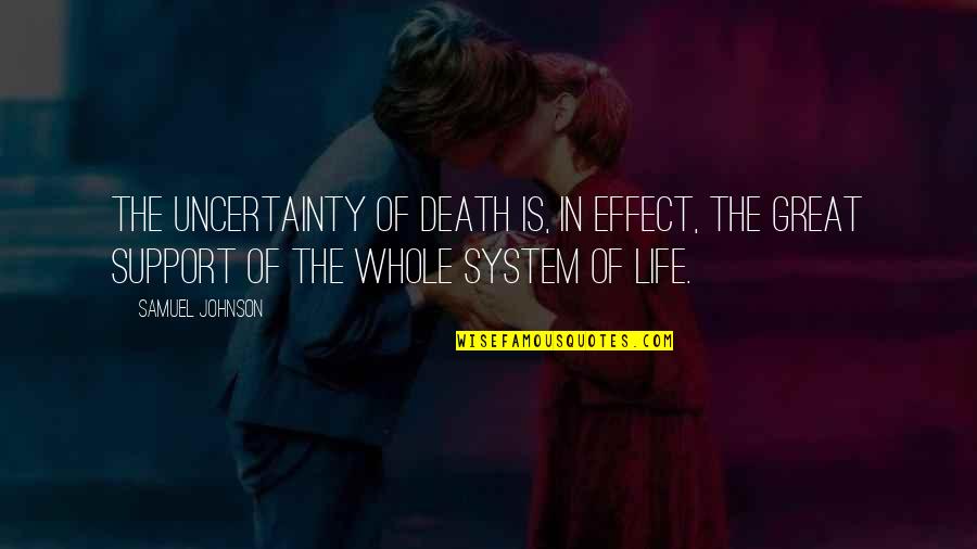 Life Support System Quotes By Samuel Johnson: The uncertainty of death is, in effect, the