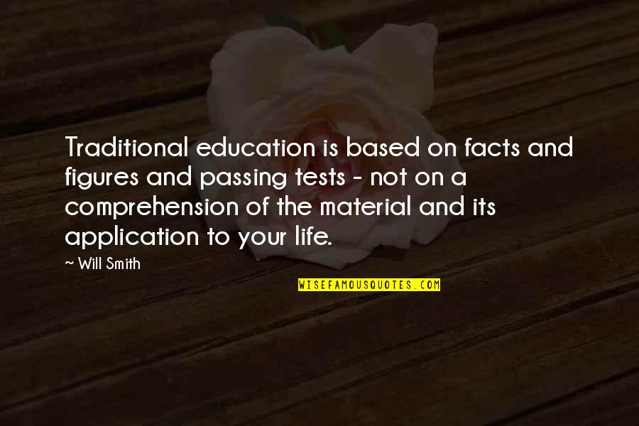 Life Tests Us Quotes By Will Smith: Traditional education is based on facts and figures