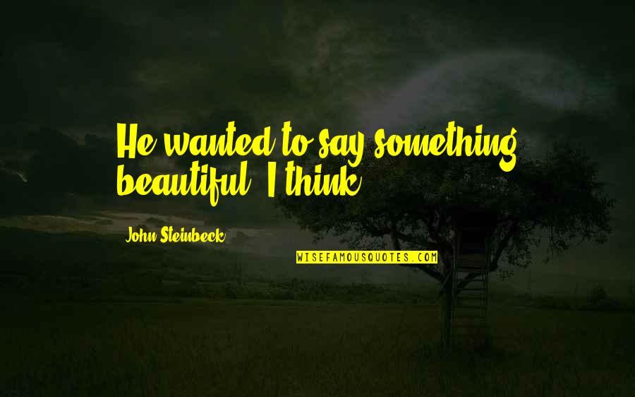 Life With Pics Quotes By John Steinbeck: He wanted to say something beautiful, I think.