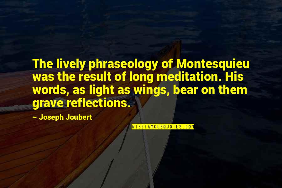 Light Reflection Quotes By Joseph Joubert: The lively phraseology of Montesquieu was the result