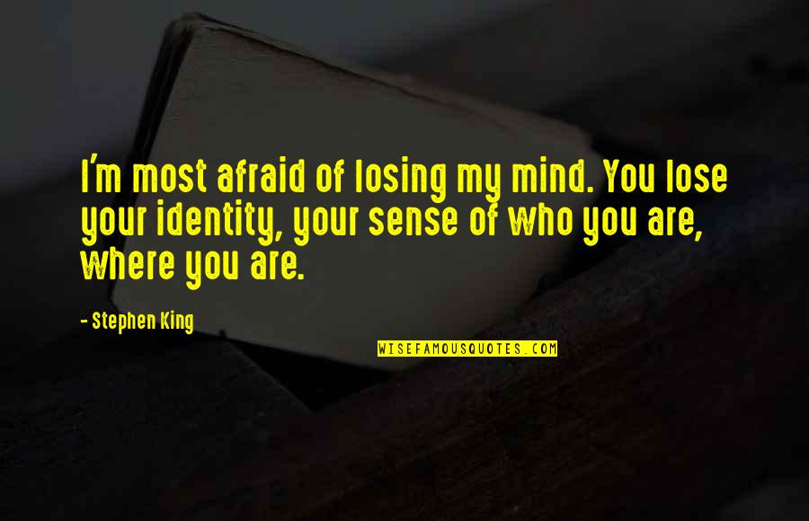 Linda Buck Quotes By Stephen King: I'm most afraid of losing my mind. You