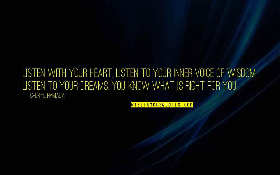 Listen With Heart Quotes By Cheryl Hamada: Listen with your heart, listen to your inner