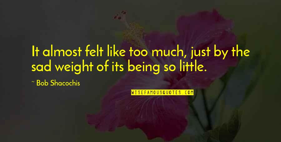 Little Sad Quotes By Bob Shacochis: It almost felt like too much, just by