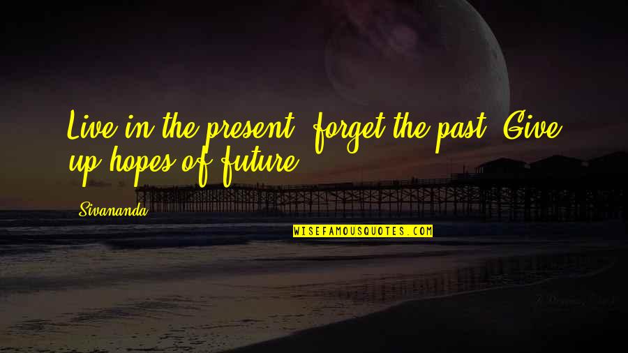 Live In Present Forget Past Quotes By Sivananda: Live in the present, forget the past. Give