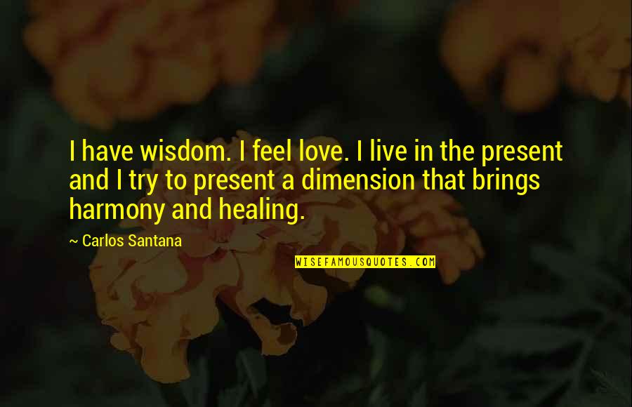 Live Present Quotes By Carlos Santana: I have wisdom. I feel love. I live